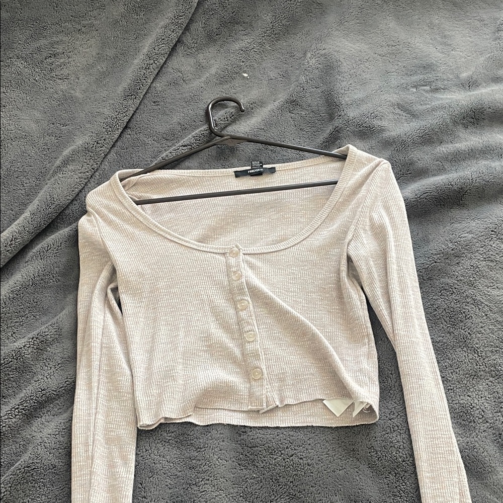 Forever 21 Light Beige Ribbed Crop Top